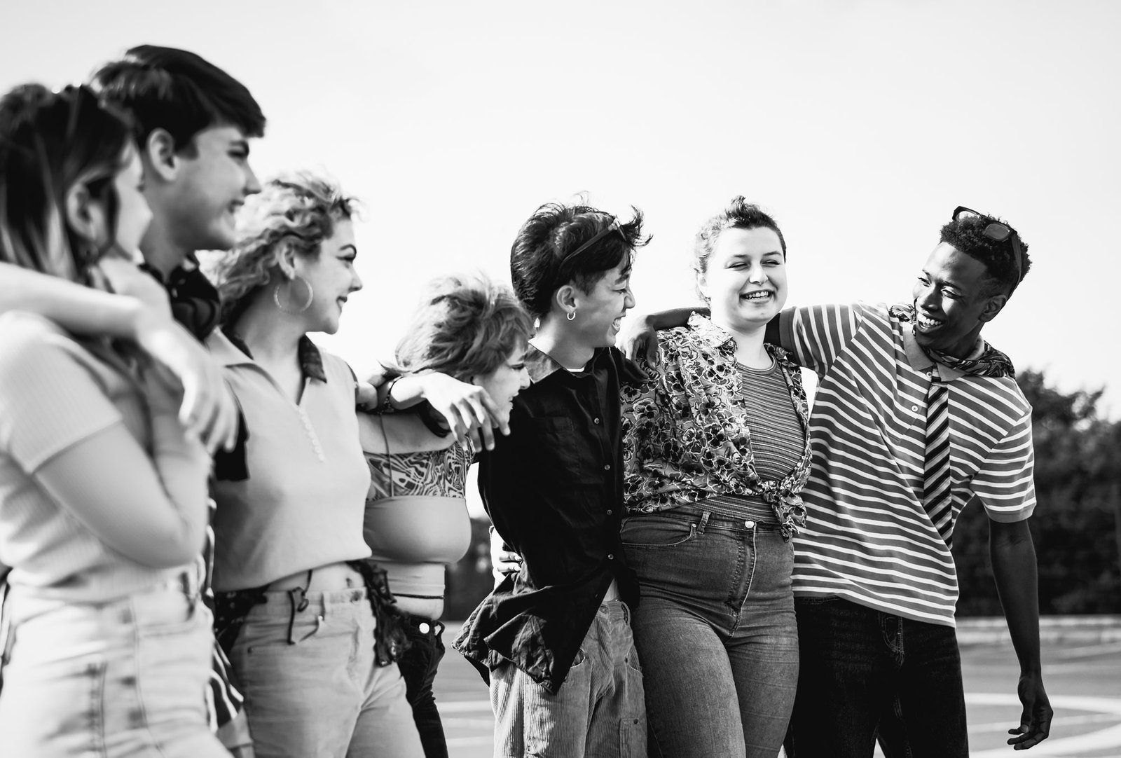 A group of laughing teens